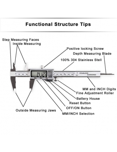 Calibro digitale acciaio INOX KINOEE...