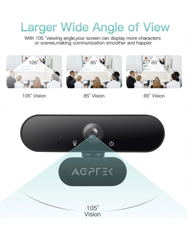 Webcam AGPTEK AC10B-13 1080P Full HD...