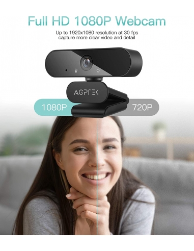 Webcam AGPTEK AC10B-13 1080P Full HD...
