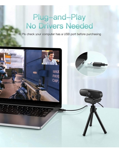 Webcam AGPTEK AC10B-13 1080P Full HD...