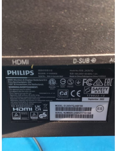 Philips 243V7Q Monitor 24" LED Full...