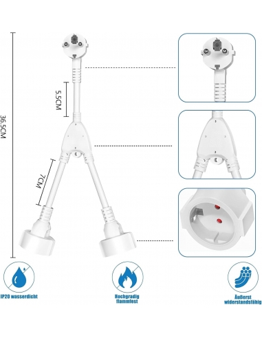 Doppia Spina Presa Cavo Prolunga...