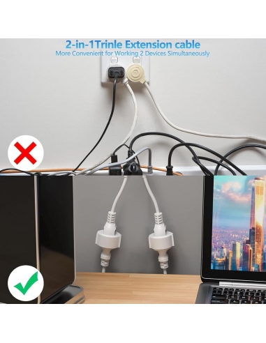 Doppia Spina Presa Cavo Prolunga...