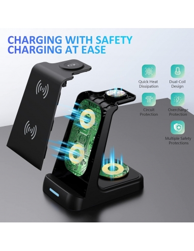 Caricatore Wireless 3 in 1 15W...