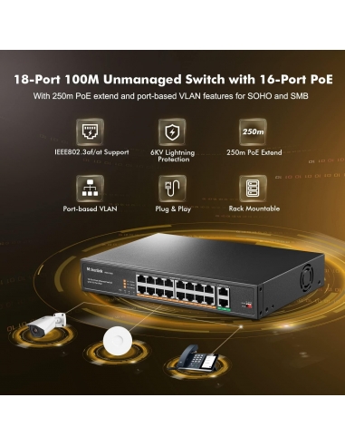Switch PoE mokerlink a 16 porte, 2...