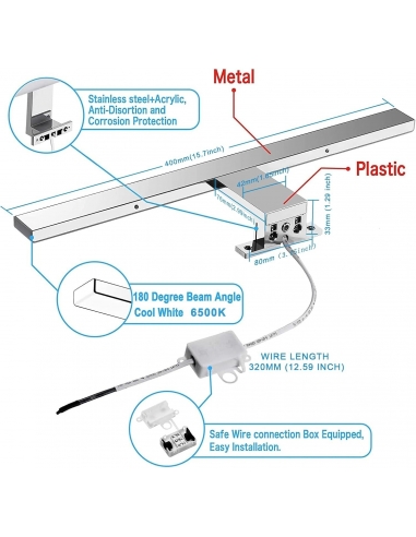 Azhien Lampada da specchio a LED 10W,...