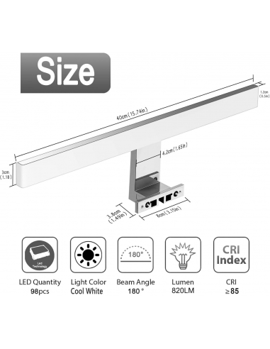 Azhien Lampada da specchio a LED 10W,...