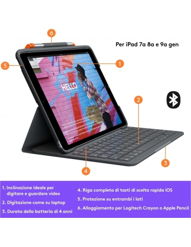 Logitech Slim Folio iPad 7ª, 8ª e 9ª...