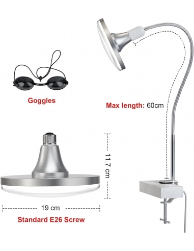 Profey lampada a luce rossa 660nm,...