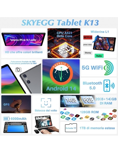 SKYEGG Tablet 10 Pollici Android 14...
