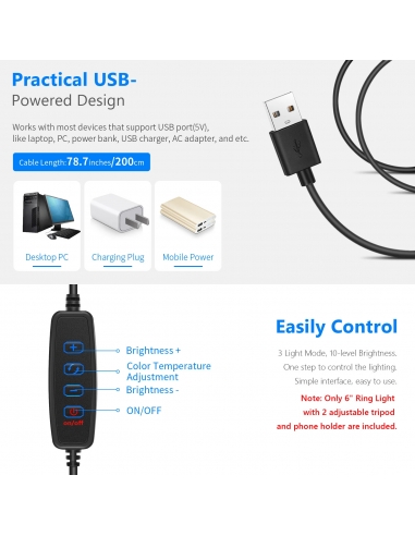 Ring Light Neewer 6" Selfie Treppiede...