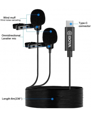BOYA DUO CLIP-ON LAVALIER MICROFONO...