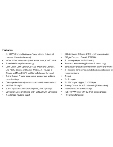 NAD T754 AV Ricevitore audio surround...