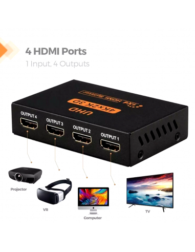Splitter HDMI 1 in 4 OUT 3D 4K 1080P...