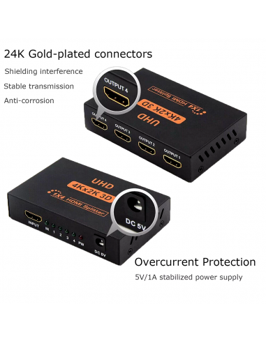 Splitter HDMI 1 in 4 OUT 3D 4K 1080P...