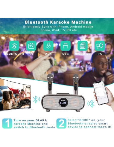 SDRD Cassa Bluetooth Karaoke con 2... SDRD Cassa Bluetooth Karaoke con 2...