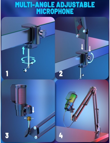 OBVHNUA Microfono con Asta per Gaming...