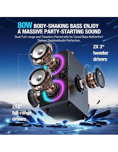 TPBEAT Cassa Bluetooth Portatile, 80W... TPBEAT Cassa Bluetooth Portatile, 80W...