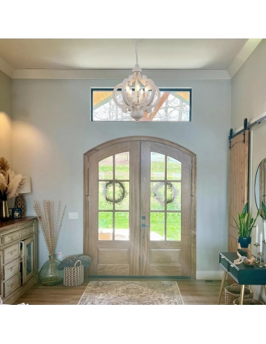 KMaiPem Lampadario in legno bianco...