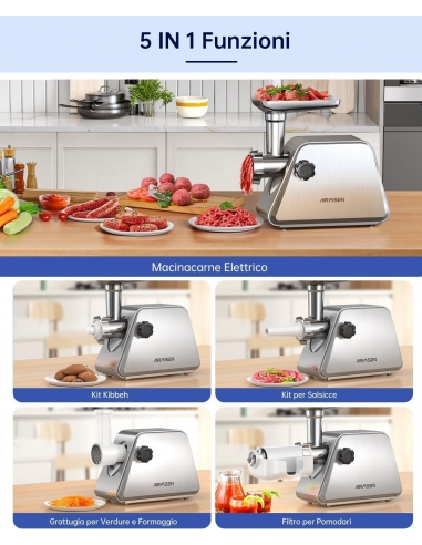 AIRMSEN Tritacarne Elettrico 5 in 1 -... AIRMSEN Tritacarne Elettrico 5 in 1 -...
