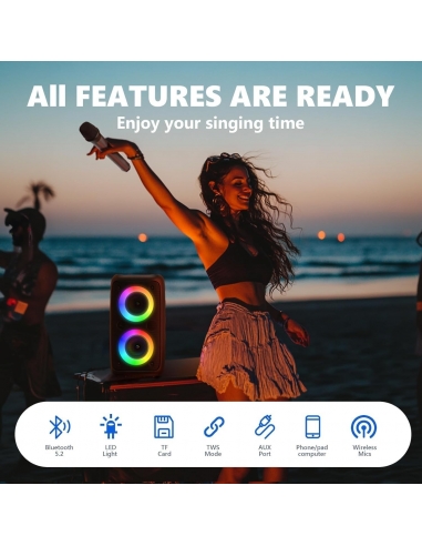 Karaoke T-08 altoparlante Bluetooth... Karaoke T-08 altoparlante Bluetooth...