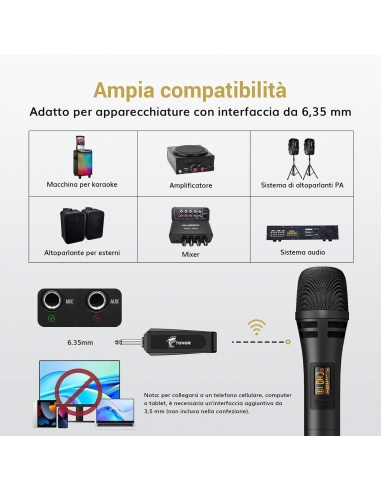 TONOR Microfono Senza Fili, UHF... TONOR Microfono Senza Fili, UHF...
