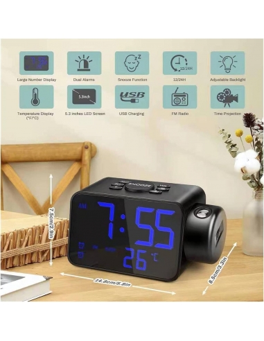 Orologio di proiezione a LED Sveglia... Orologio di proiezione a LED Sveglia...