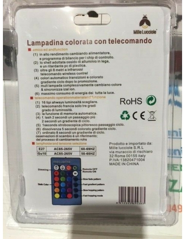 Lampadina LED RGB-W 10W E27 con...