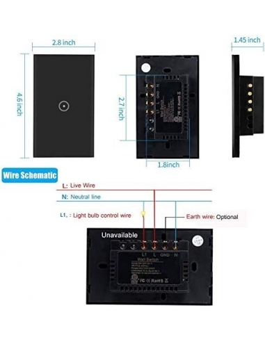 Interruttore Luce Wi-fi SM-SW102...