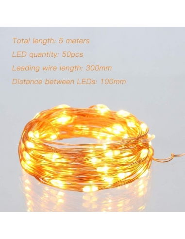 Led Stringa Luci Batteria 5m 50 Led...