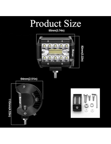 Safego Faro da Lavoro LED 4" 60W...