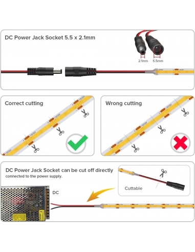 Strisce LED COB 4000K 5M DC24V Bianco...