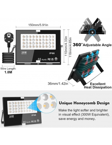Faretto LED da Esterno RGB 30W...