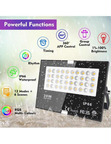 Faretto LED da Esterno RGB 30W...