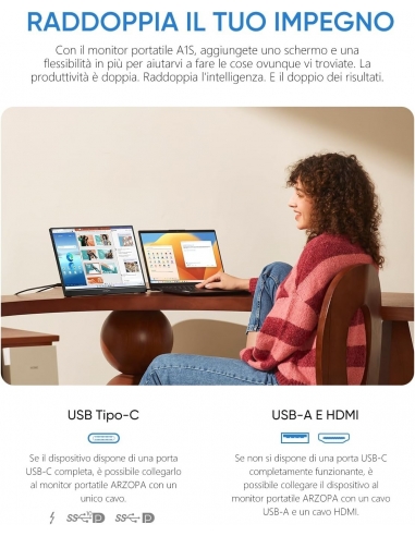 ARZOPA A15 Monitor Portatile, 14,0... ARZOPA A15 Monitor Portatile, 14,0...