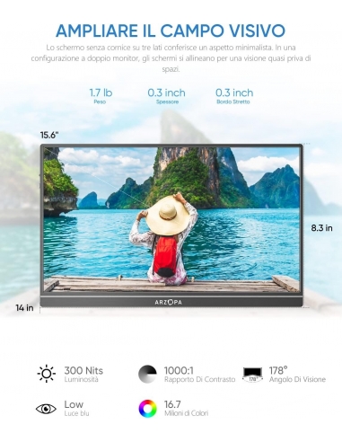 ARZOPA S1 Table Monitor Portatile,... ARZOPA S1 Table Monitor Portatile,...