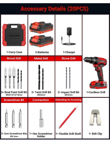 MHPRO Trapano Avvitatore Batteria...