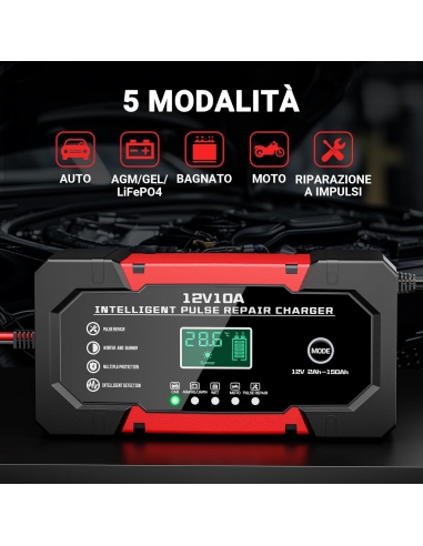 YDBAO XMT Caricabatterie 10A 12V Moto...