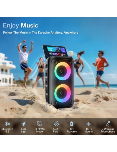 Karaoke T-08 altoparlante Bluetooth...