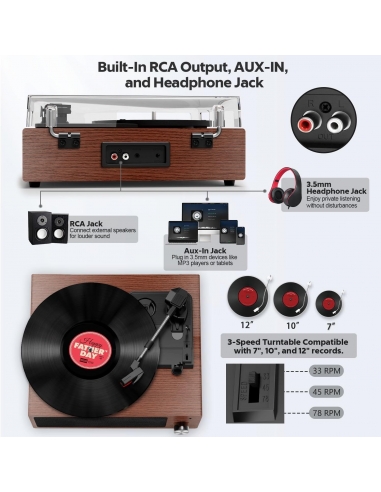 FYDEE A6 Giradischi Vinile Portatile...