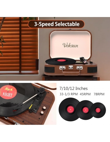 VOKSUN S300 Giradischi, Bluetooth...