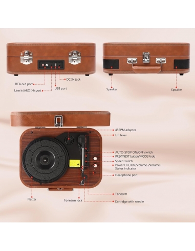 VOKSUN S300 Giradischi, Bluetooth...