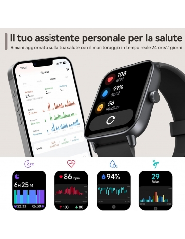 Smartwatch IDW19 Uomo Donna, 1,80"...