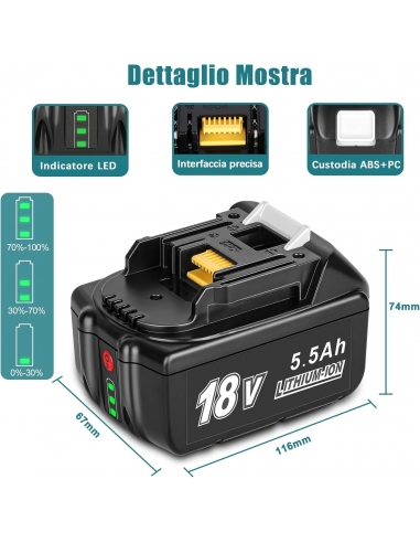 Carica Batteria di ricambio da 5Ah...