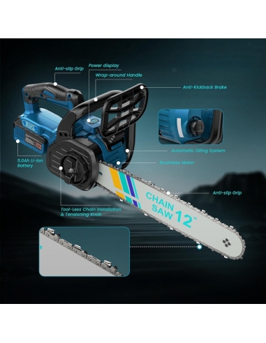 Mini Motosega JY-CH1201 a Batteria 12...