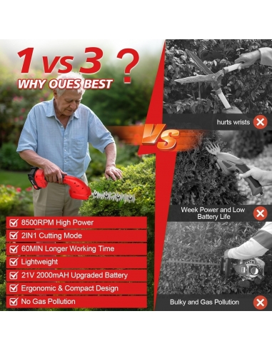 FOVENDI 21V Tagliasiepi a Batteria 2...