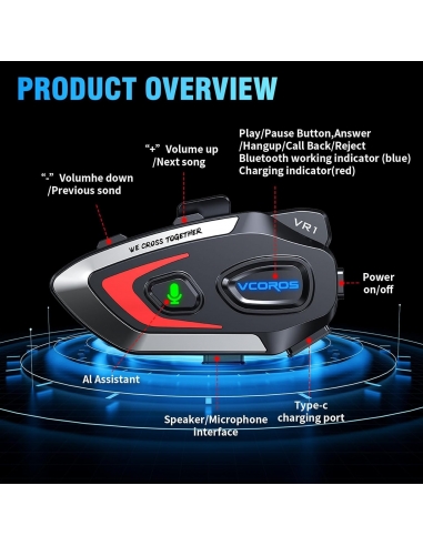 VCOROS VR1 Interfono Casco Moto...