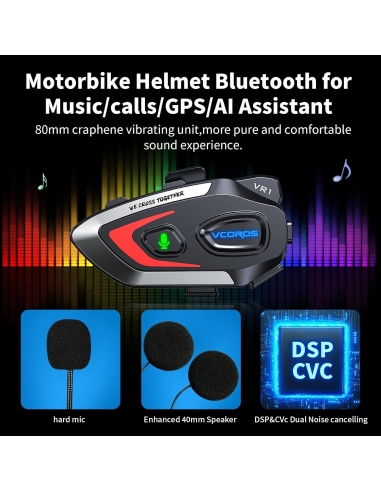 VCOROS VR1 Interfono Casco Moto...