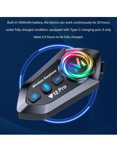 HELMET V12PRO Interfono Moto Casco...