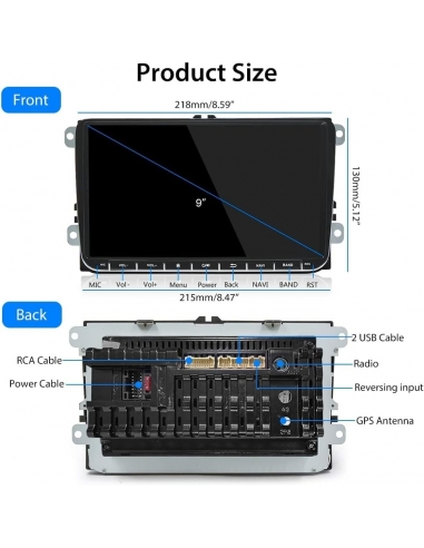 Hikity 9" Autoradio 2 DIN RDS Android...